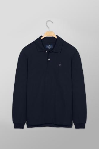 Oxford Company ανδρική πόλο μπλούζα πικέ μονόχρωμη με κεντημένο λογότυπο Regular Fit - P217-PU50.17 Μπλε Σκούρο